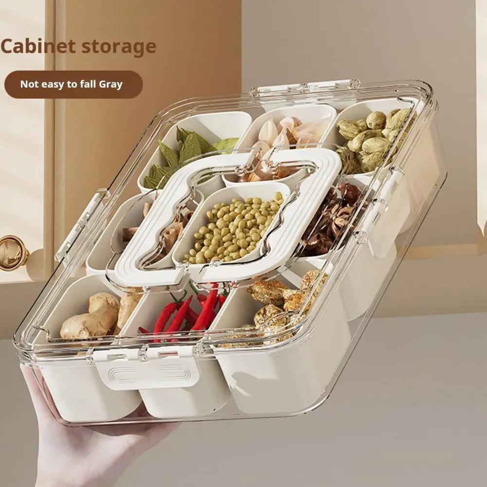 9-Compartment Stackable Snack & Spice Box