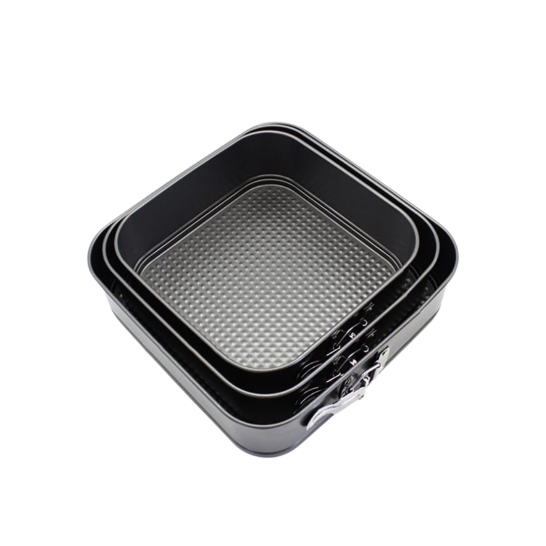 3-Piece Square Cake Pan Set | Non-Stick Removable Base
