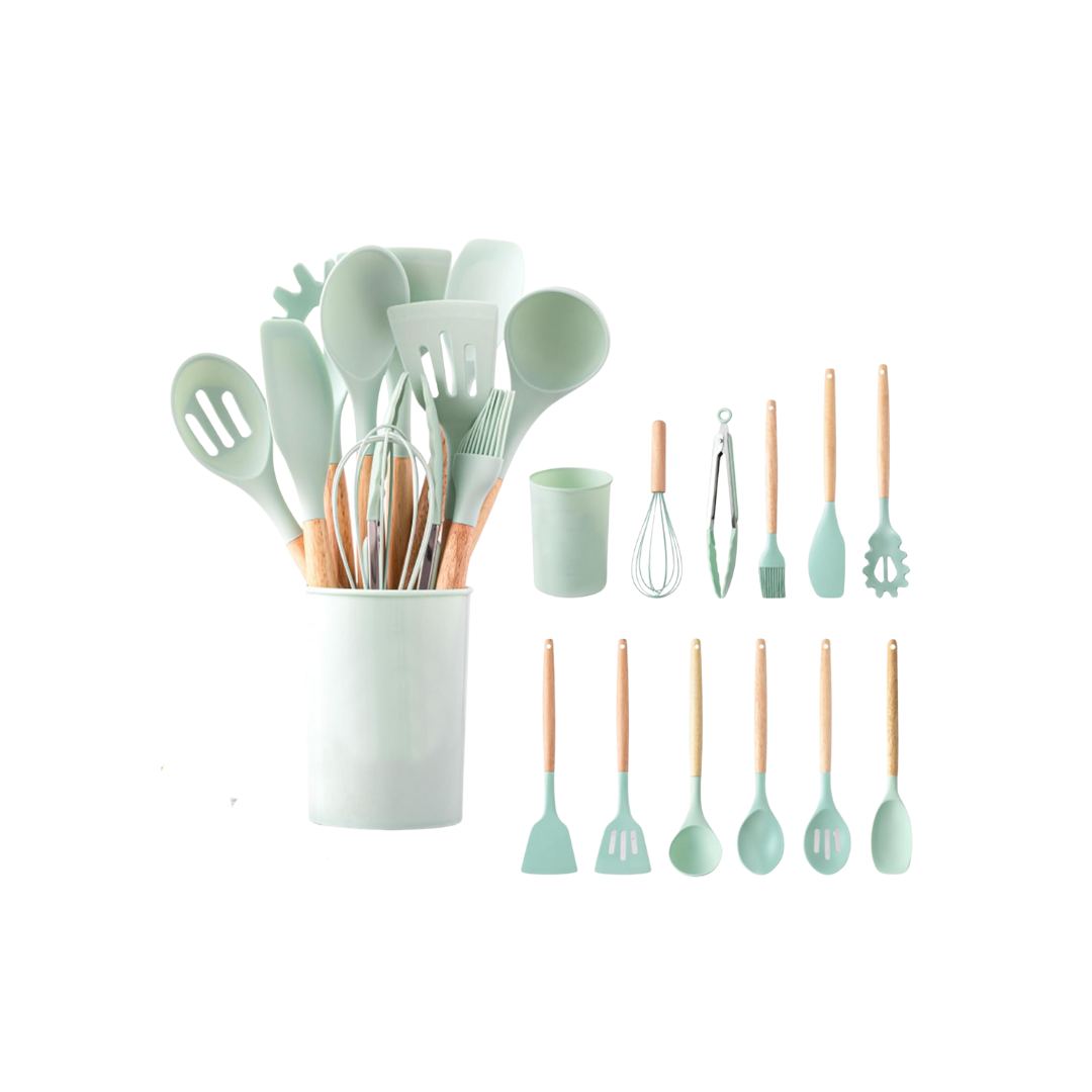 12-Piece Silicone Kitchen Utensil Set with Holder | Heat-Resistant