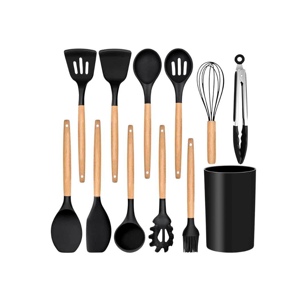 12-Piece Silicone Kitchen Utensil Set with Holder | Heat-Resistant