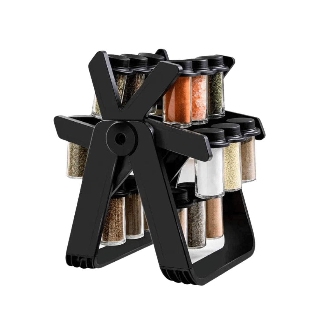 18-Jar Rotating Spice Organizer Rack | Compact Masala