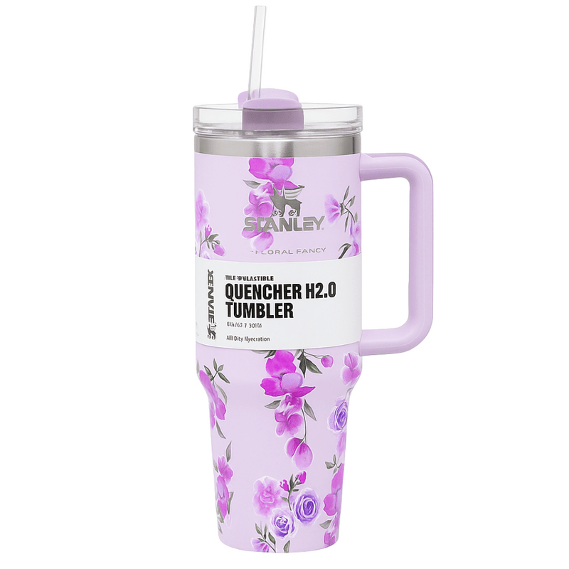 Stanley Quencher H2.0 Tumbler 1.18L (40 oz) | Purple Floral Travel Mug