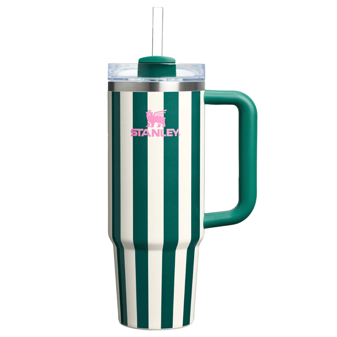 Stanley Quencher H2.0 Tumbler 1.18L (40 oz) | Green & White Stripes