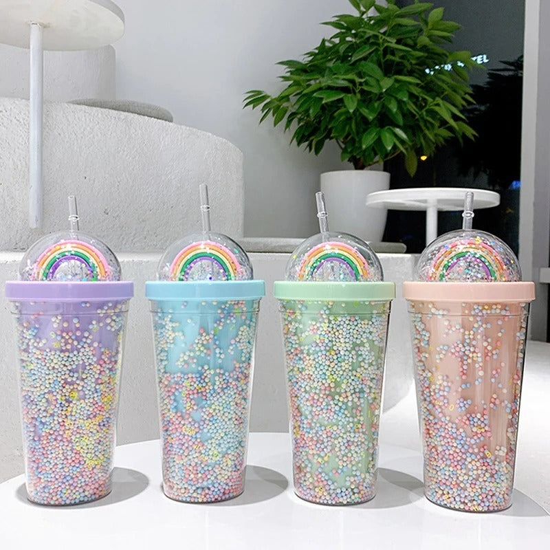 550ml Double Layers Rainbow Plastic Water Bottle