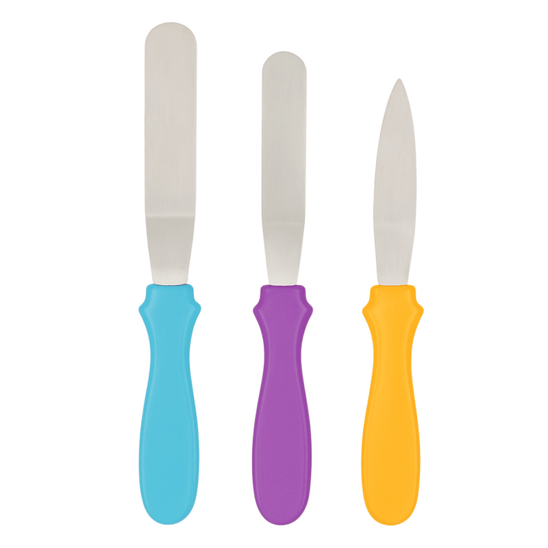 3 Pcs Icing & Frosting Knives Set with Colorful Handles