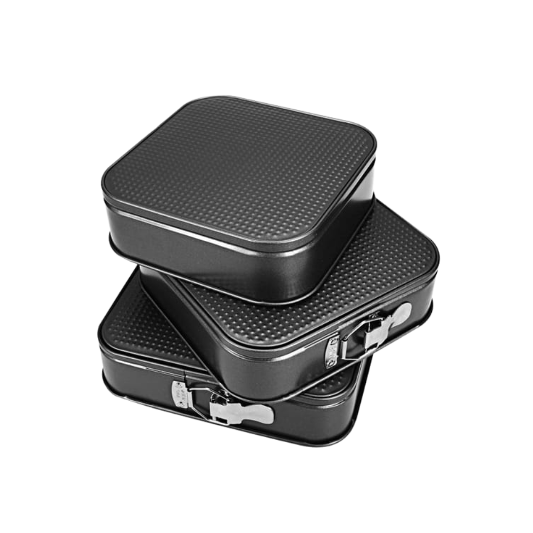 3-Piece Square Cake Pan Set | Non-Stick Removable Base