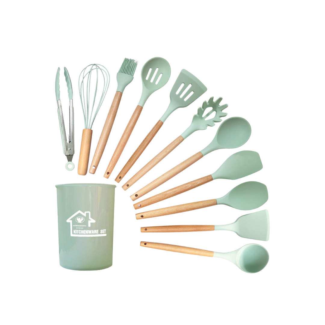 12-Piece Silicone Kitchen Utensil Set with Holder | Heat-Resistant