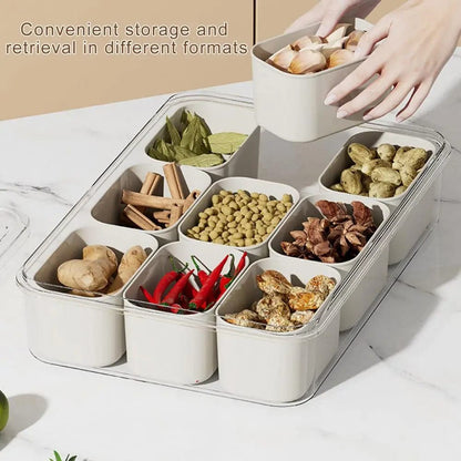 9-Compartment Stackable Snack & Spice Box