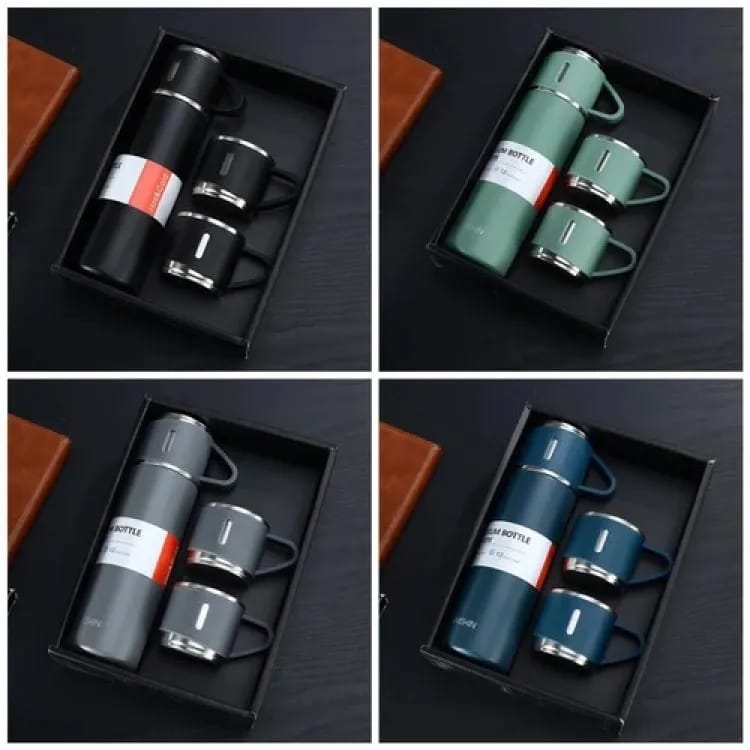 3 Cup Double-Layer Vacuum Flask Set
