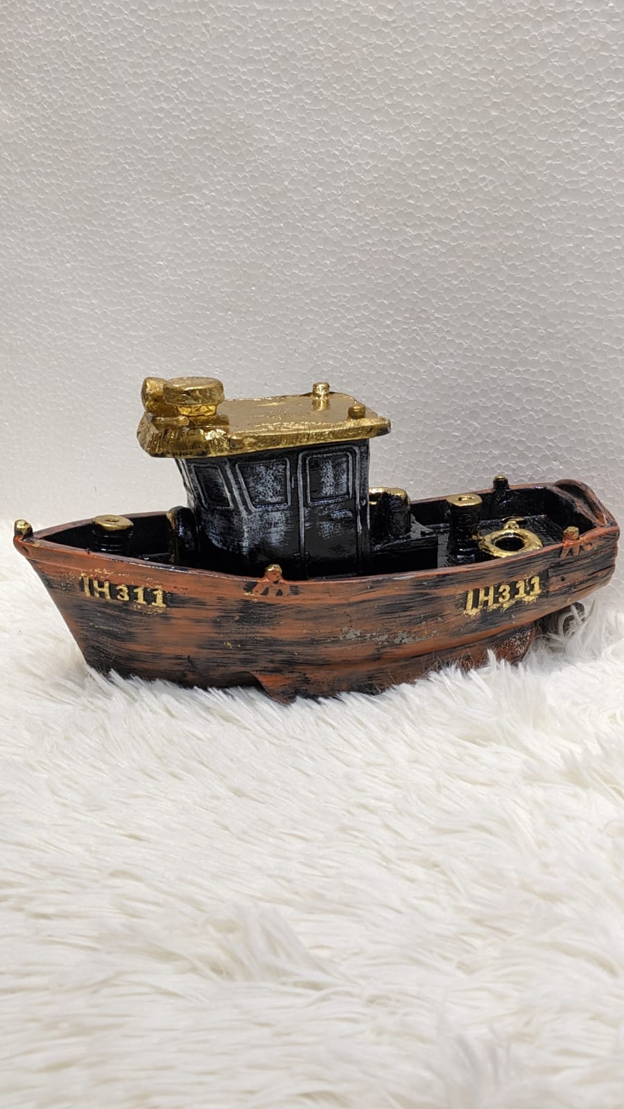 "Handcrafted Aquarium Decor Boat"