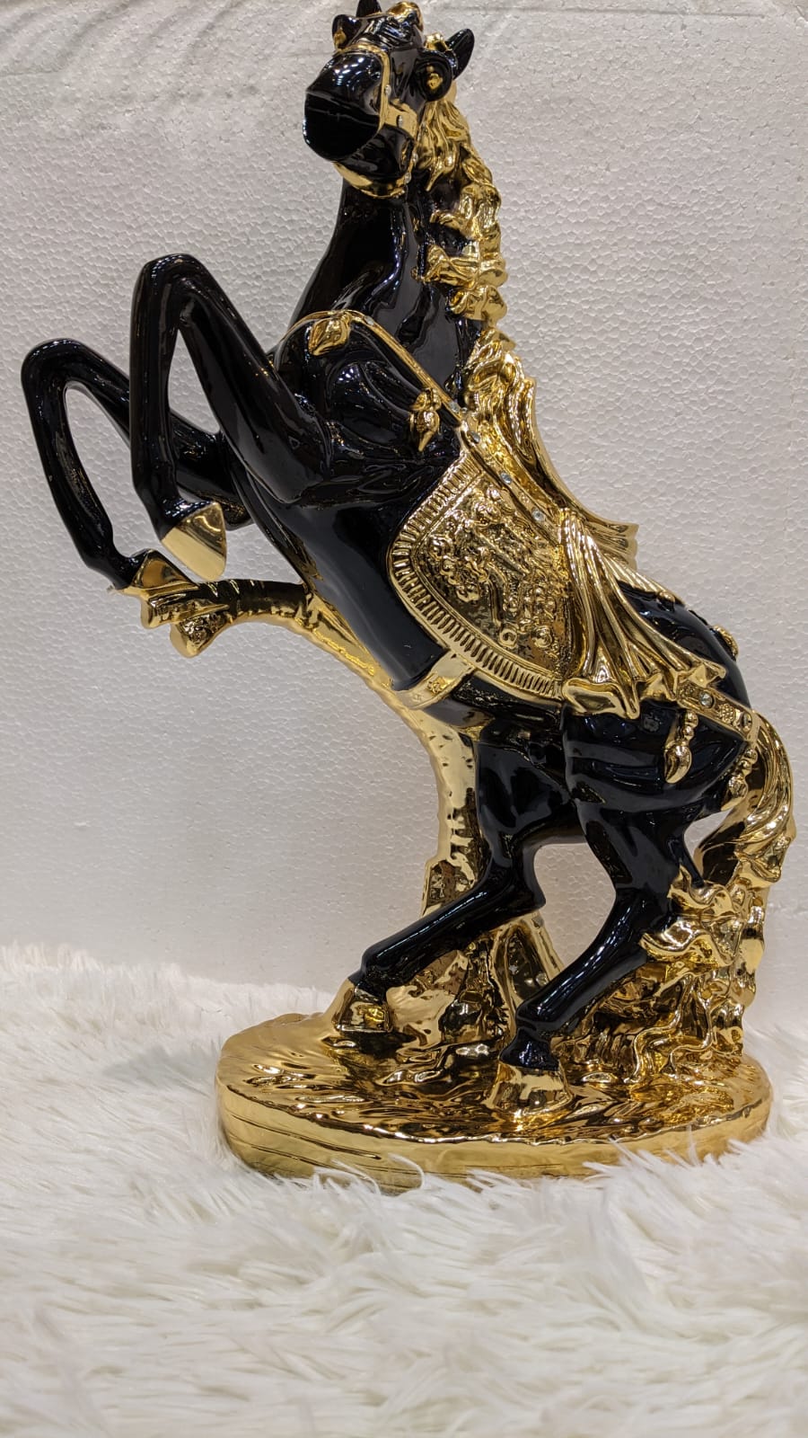 "Royal Black & Gold Horse Statue"